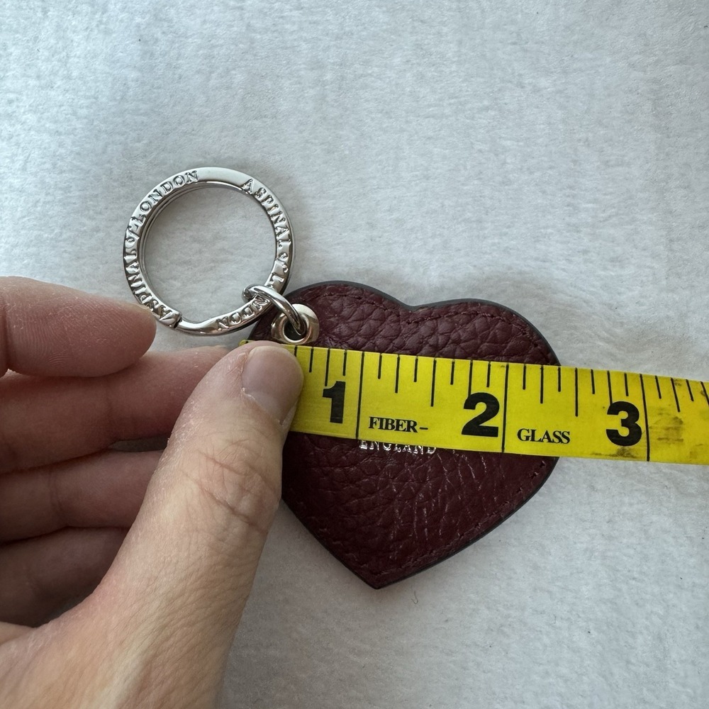 Aspinal Of London England Heart Keychain Red Leather Key Ring Charm - Picture 4 of 7